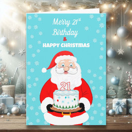 Tarjeta Feliz cumpleaños 21 Navidades Santa