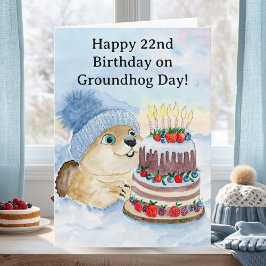 Tarjeta Feliz cumpleaños 22 del Día de la Marmota
