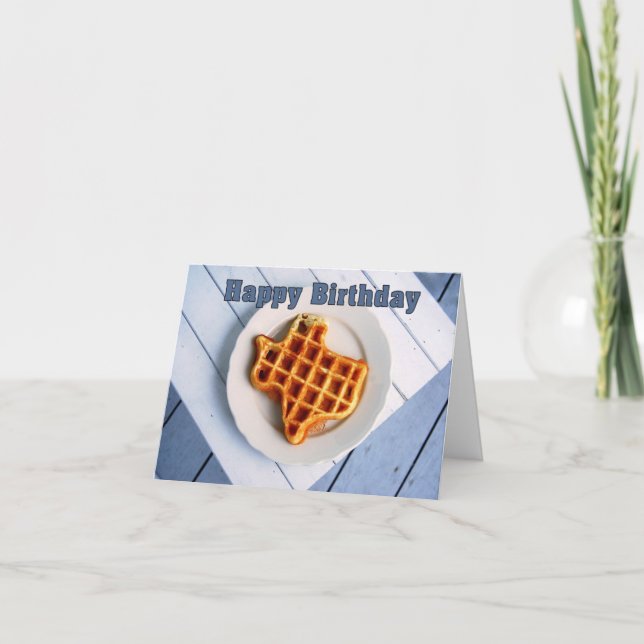 Tarjeta Feliz cumpleaños, 24 de agosto, Texas Waffle (Anverso)