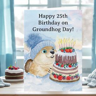 Tarjeta Feliz cumpleaños 25 de Día de la Marmota