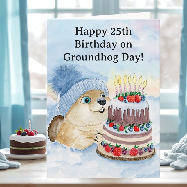 Tarjeta Feliz cumpleaños 25 de Día de la Marmota (Subido por el creador)