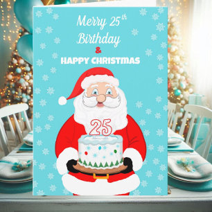 Tarjeta Feliz cumpleaños 25 Navidades Santa