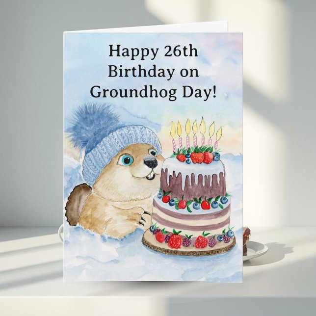 Tarjeta Feliz cumpleaños 26 del Día de la Marmota (Subido por el creador)