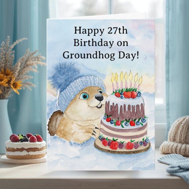 Tarjeta Feliz cumpleaños 27 Día de la Marmota (Subido por el creador)