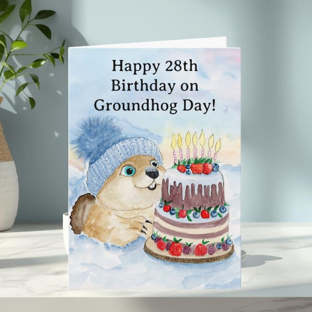 Tarjeta Feliz cumpleaños 28 del Día de la Marmota (Subido por el creador)