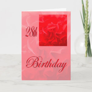 Tarjeta Feliz cumpleaños 28 Dianthus Flor Roja