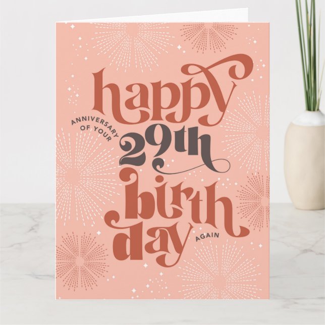Tarjeta Feliz cumpleaños 29 (de nuevo) (Anverso)
