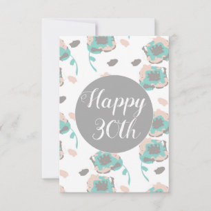 Tarjeta Feliz Cumpleaños 30 50 60 Floral
