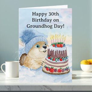 Tarjeta Feliz cumpleaños 30 de Día de la Marmota