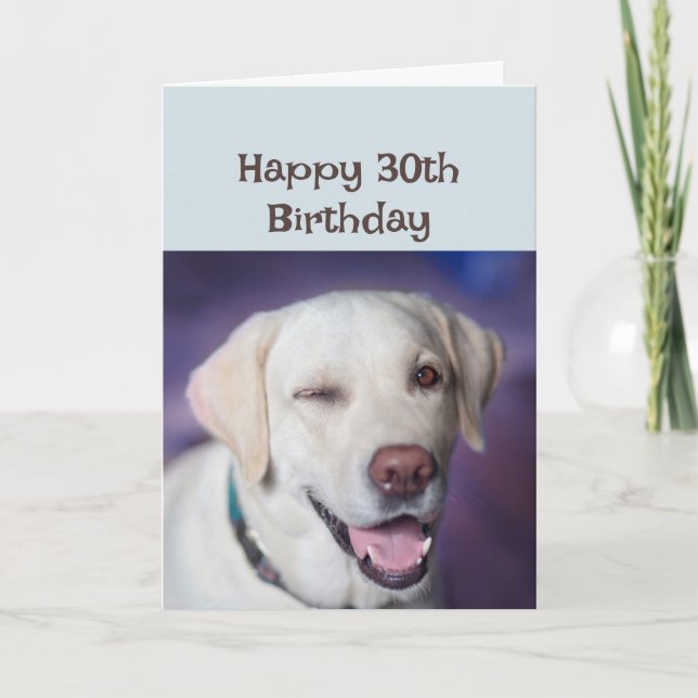 Tarjeta Feliz cumpleaños 30 de nuevo Winking Dog Humor (Anverso)