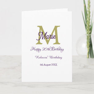Tarjeta Feliz cumpleaños 30 dorado nombre monograma modern