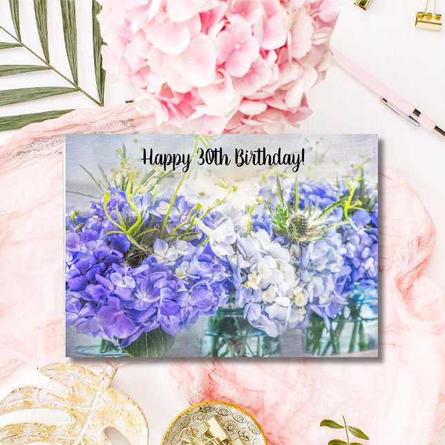 Tarjeta Feliz cumpleaños 30 Hydrangeas Card (Subido por el creador)