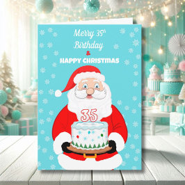 Tarjeta Feliz cumpleaños 35 Navidades Santa