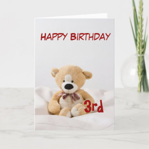 Tarjeta Feliz cumpleaños 3, tema del oso de peluche