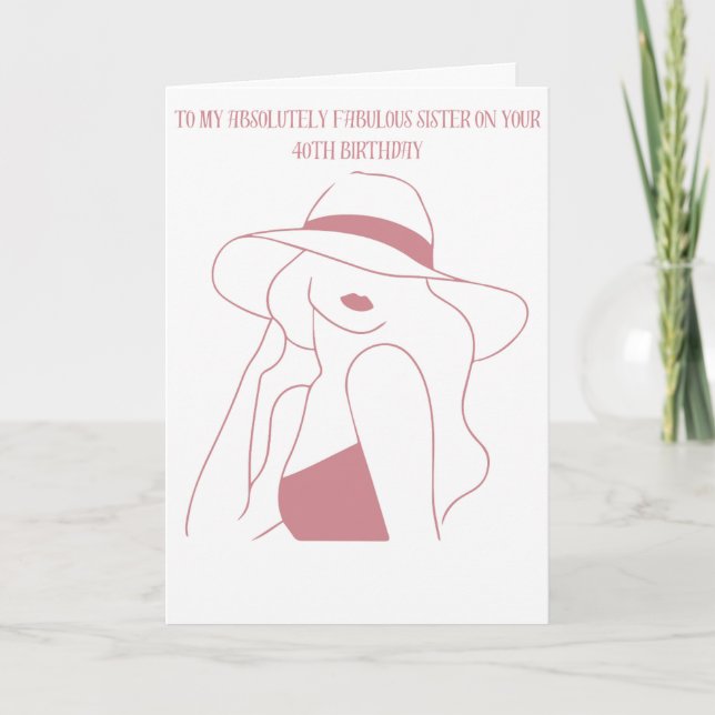 Tarjeta Feliz cumpleaños 40 a mi Fabulosa Hermana (Anverso)