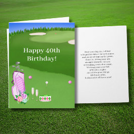 Tarjeta Feliz cumpleaños 40 Bolsa de Golf Rosa