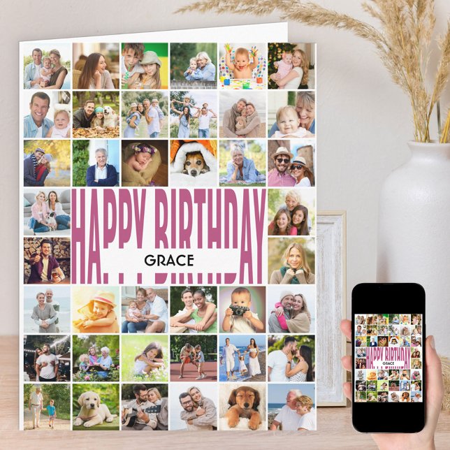 Tarjeta Feliz cumpleaños 40 Collage de fotos personalizado (Subido por el creador)