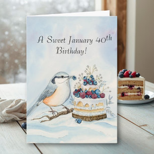 Tarjeta Feliz cumpleaños 40 de enero Pájaro trepador
