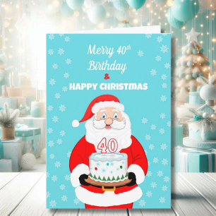 Tarjeta Feliz cumpleaños 40 Navidad Santa 
