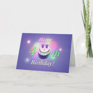 Tarjeta Feliz Cumpleaños 40 Sonriente Tarta