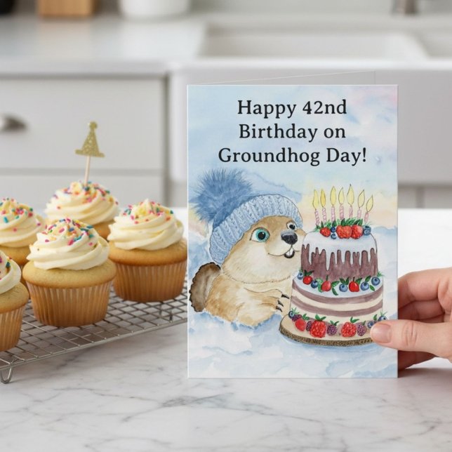 Tarjeta Feliz cumpleaños 42 del Día de la Marmota (Subido por el creador)