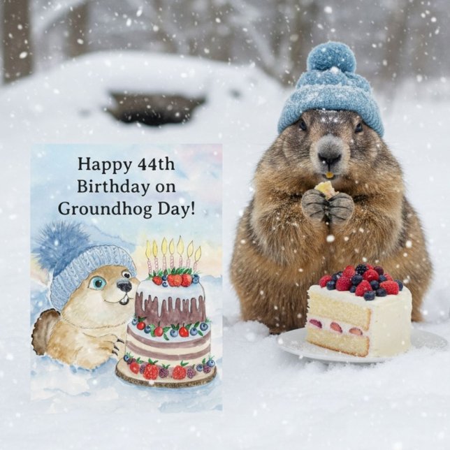 Tarjeta Feliz cumpleaños 44 Día de la Marmota (Subido por el creador)
