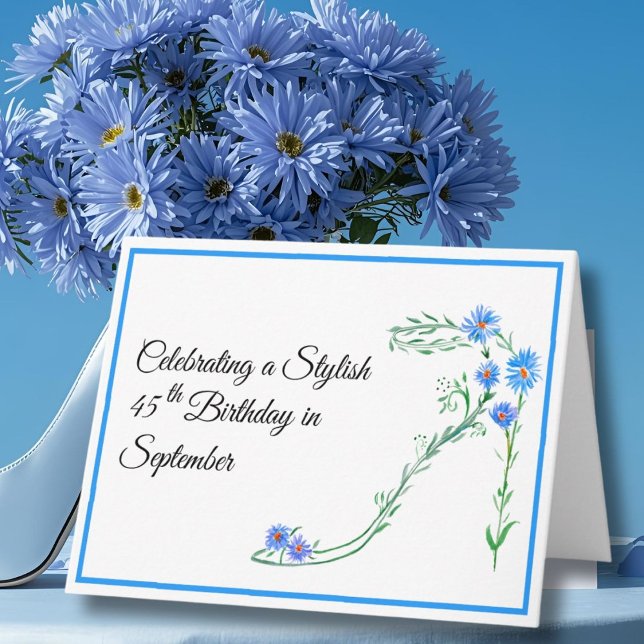 Tarjeta Feliz cumpleaños 45 de septiembre flores de aster  (Subido por el creador)