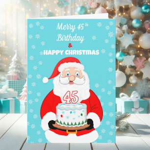 Tarjeta Feliz cumpleaños 45 Navidades Santa