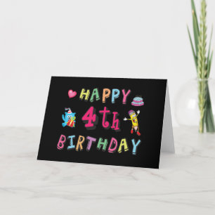 Tarjeta Feliz cumpleaños 4. Cumpleaños de 4 años.