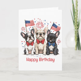 Tarjeta Feliz Cumpleaños 4 De Julio Bulldoges Franceses