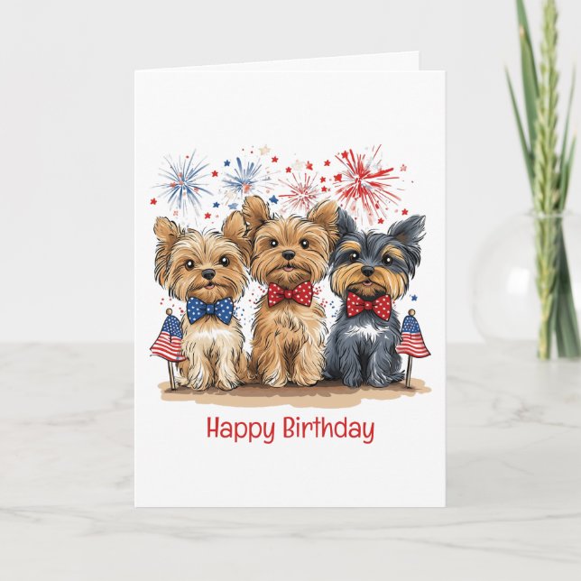 Tarjeta Feliz Cumpleaños 4 De Julio Perros Terribles De Yo (Anverso)