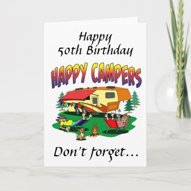 TARJETA FELIZ CUMPLEAÑOS *50* A *EL CAMPER* EN TU VIDA (Anverso)