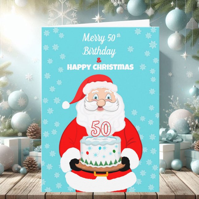 Tarjeta Feliz Cumpleaños 50 Navidad Santa  (Subido por el creador)
