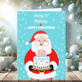Tarjeta Feliz cumpleaños 50 Navidades Santa
