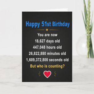 Tarjeta Feliz cumpleaños 51 divertidos regalos de aniversa
