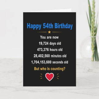 Tarjeta Feliz cumpleaños 54 divertidos regalos de aniversa