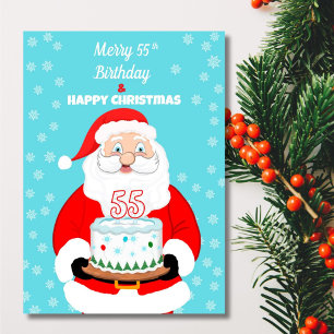 Tarjeta Feliz cumpleaños 55 Navidades Santa