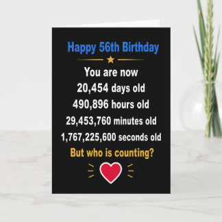 Tarjeta Feliz cumpleaños 56 divertidos regalos de aniversa