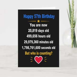 Tarjeta Feliz cumpleaños 57 divertidos regalos de aniversa