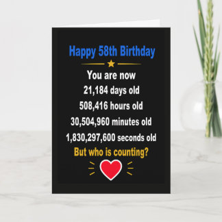 Tarjeta Feliz cumpleaños 58 divertidos regalos de aniversa