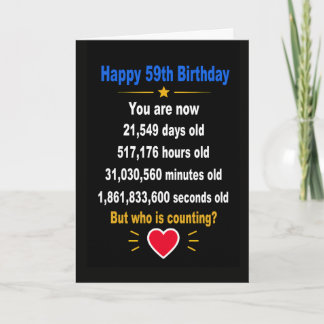 Tarjeta Feliz cumpleaños 59 divertidos regalos de aniversa