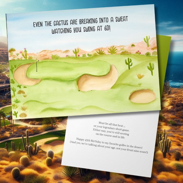 Tarjeta Feliz cumpleaños 60 Desert Golf Course Acuarela (Subido por el creador)