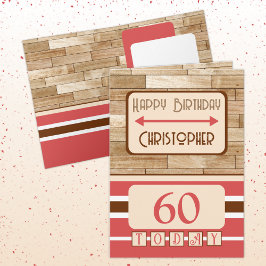 Tarjeta Feliz cumpleaños 60 hoy nombre café rojo