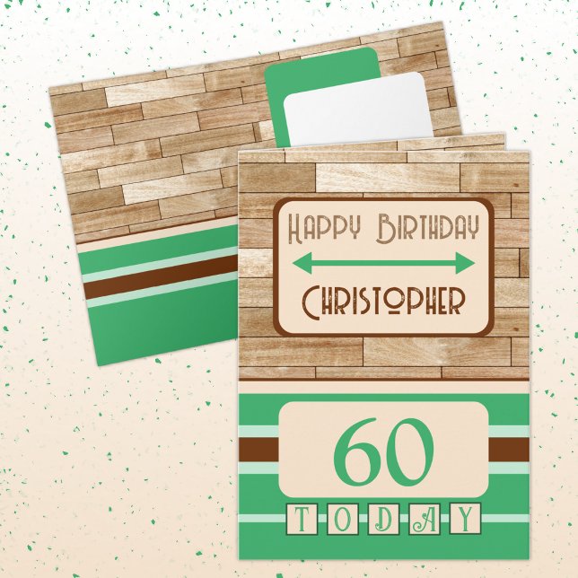 Tarjeta Feliz cumpleaños 60 hoy nombre café verde (Subido por el creador)