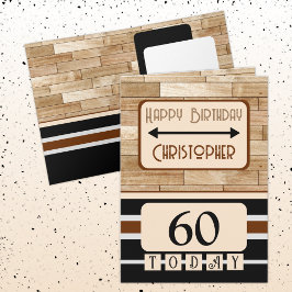 Tarjeta Feliz cumpleaños 60 hoy nombre marrón negro