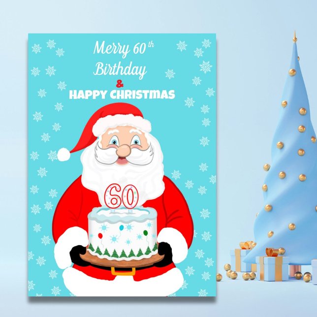 Tarjeta Feliz Cumpleaños 60 Navidad Santa  (Subido por el creador)