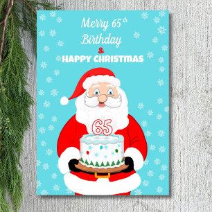 Tarjeta Feliz Cumpleaños 65 Navidad Santa 
