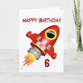 Tarjeta Feliz cumpleaños 6, pequeño tema del cohete
