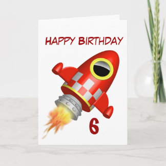 Tarjeta Feliz cumpleaños 6, pequeño tema del cohete