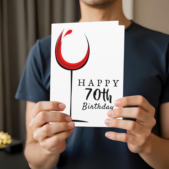 Tarjeta Feliz cumpleaños 70º Copa de Vino Tinto Cumpleaños (Subido por el creador)